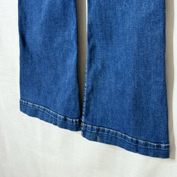 Good American High Rise Flare Jeans Women's 14/32 Blue Stretch Denim Medium Wash - Picture 5 of 8